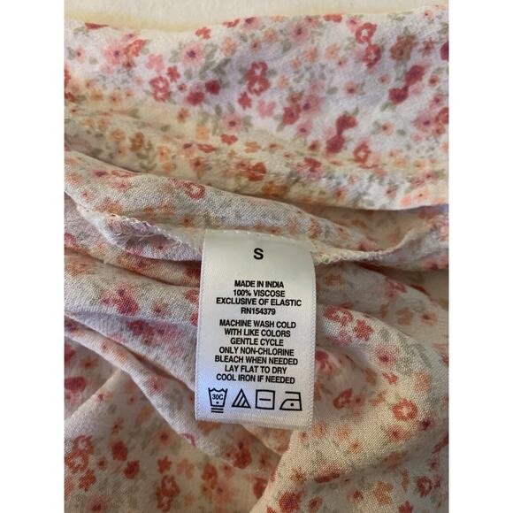 Aeropostale Floral Dress Small Pink Y2K Smocked Cottage Boho Ditsy Coquette - Picture 7 of 8